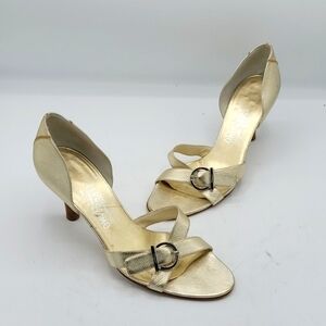SALVATORE FERRAGAMO Vintage Metallic Leather d'Orsay Sandals Size 10 B